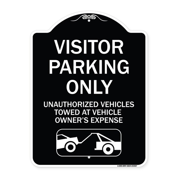 Signmission Parking Restriction Visitor Parking Only Unauthorized Vehicles Towed at Owner Expense, BW-1824-23367 A-DES-BW-1824-23367 - main